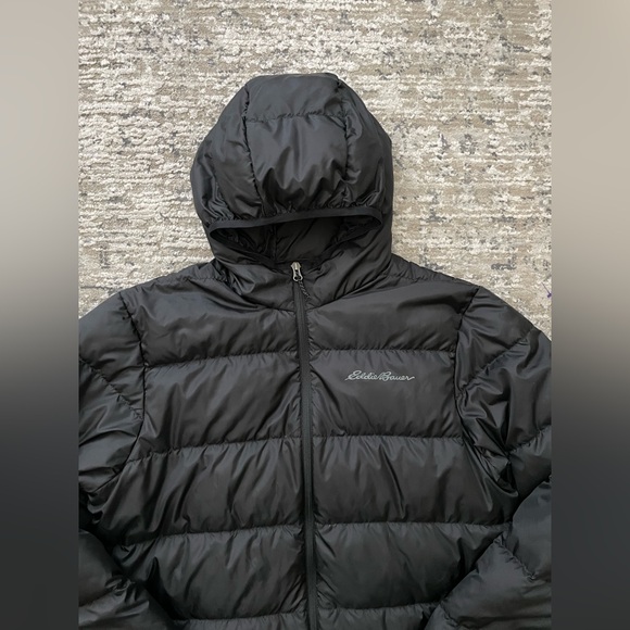 Eddie Bauer Puffer Jacket Coat Mens Size L Black Full Zip Down Filled EB650 - Picture 5 of 9